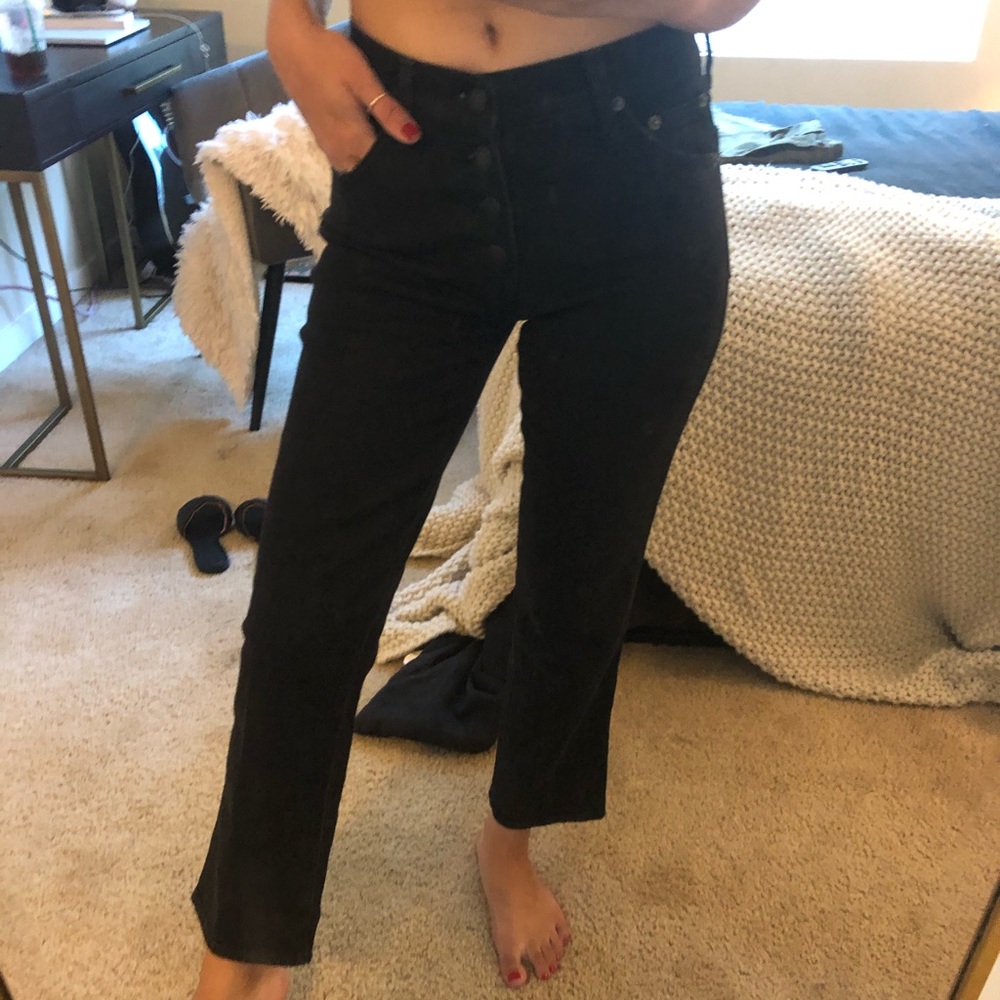 Black straight leg jeans